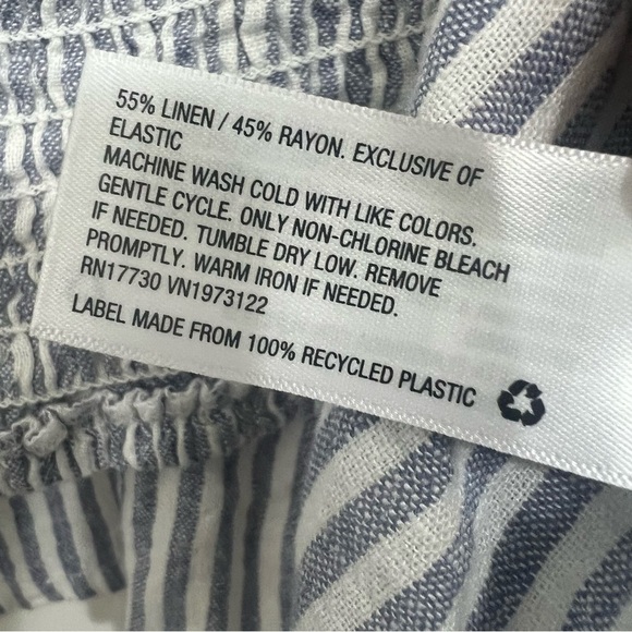 Universal Thread M Striped Babydoll Linen Blend Coastal Chic Beachy Crop Top - Picture 6 of 9